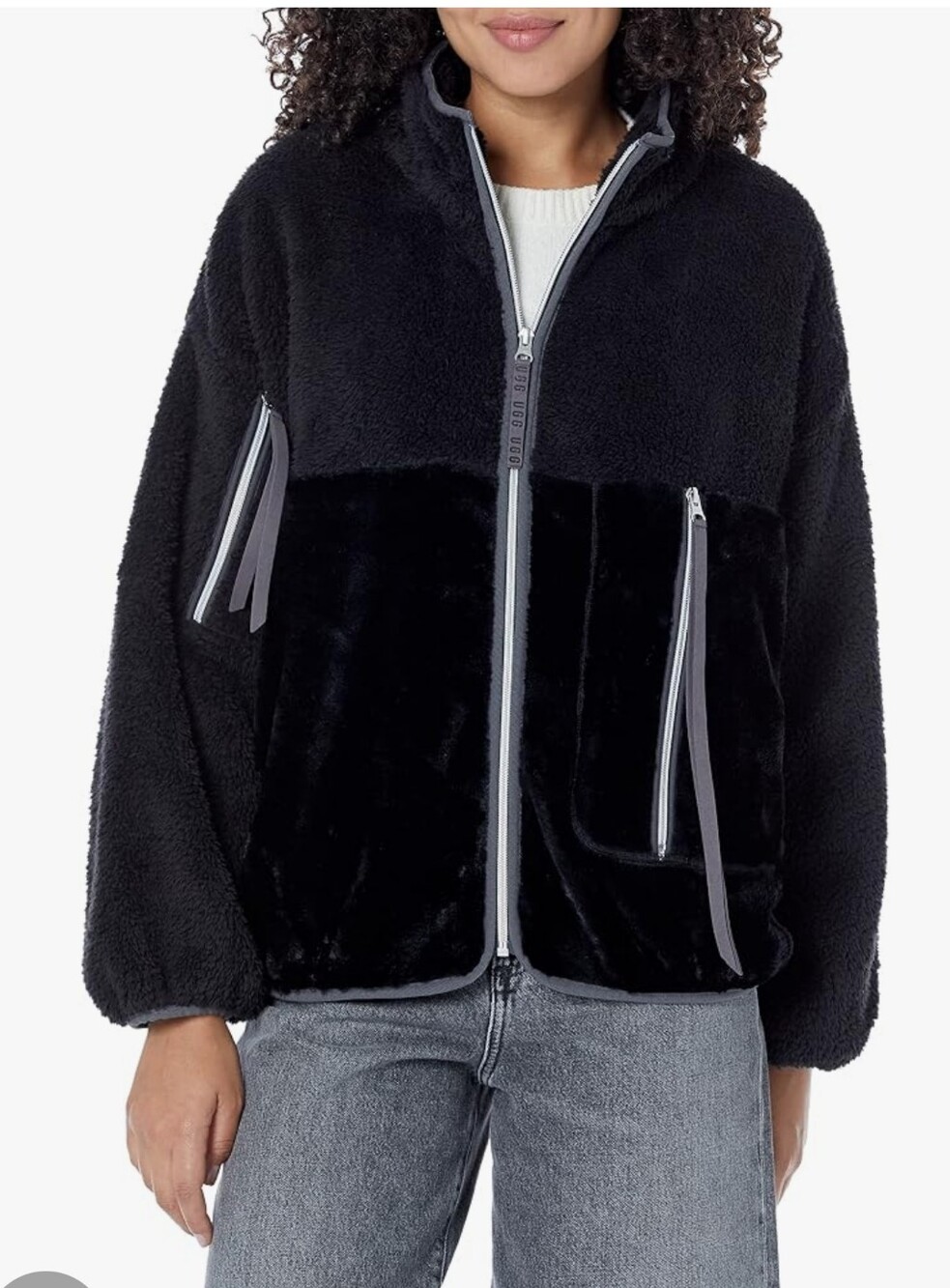 UGG Marlene Sherpa Jacket II- black- Size medium